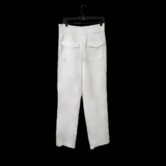 BCBGMAXAZRIA RUNWAY “Callen” White Straight Leg Cargo Style Dress Pants - Picture 2 of 6